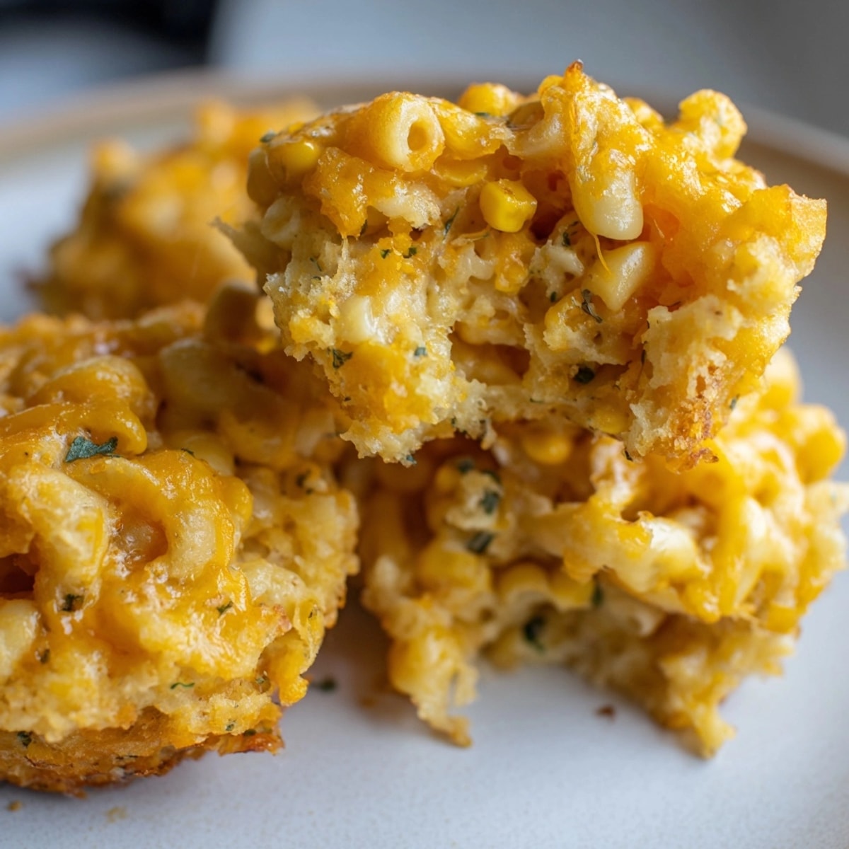 Golden Mac and Cheese Sweet Corn Muffins, a cheesy, cornbread-like bite for lunchtime.