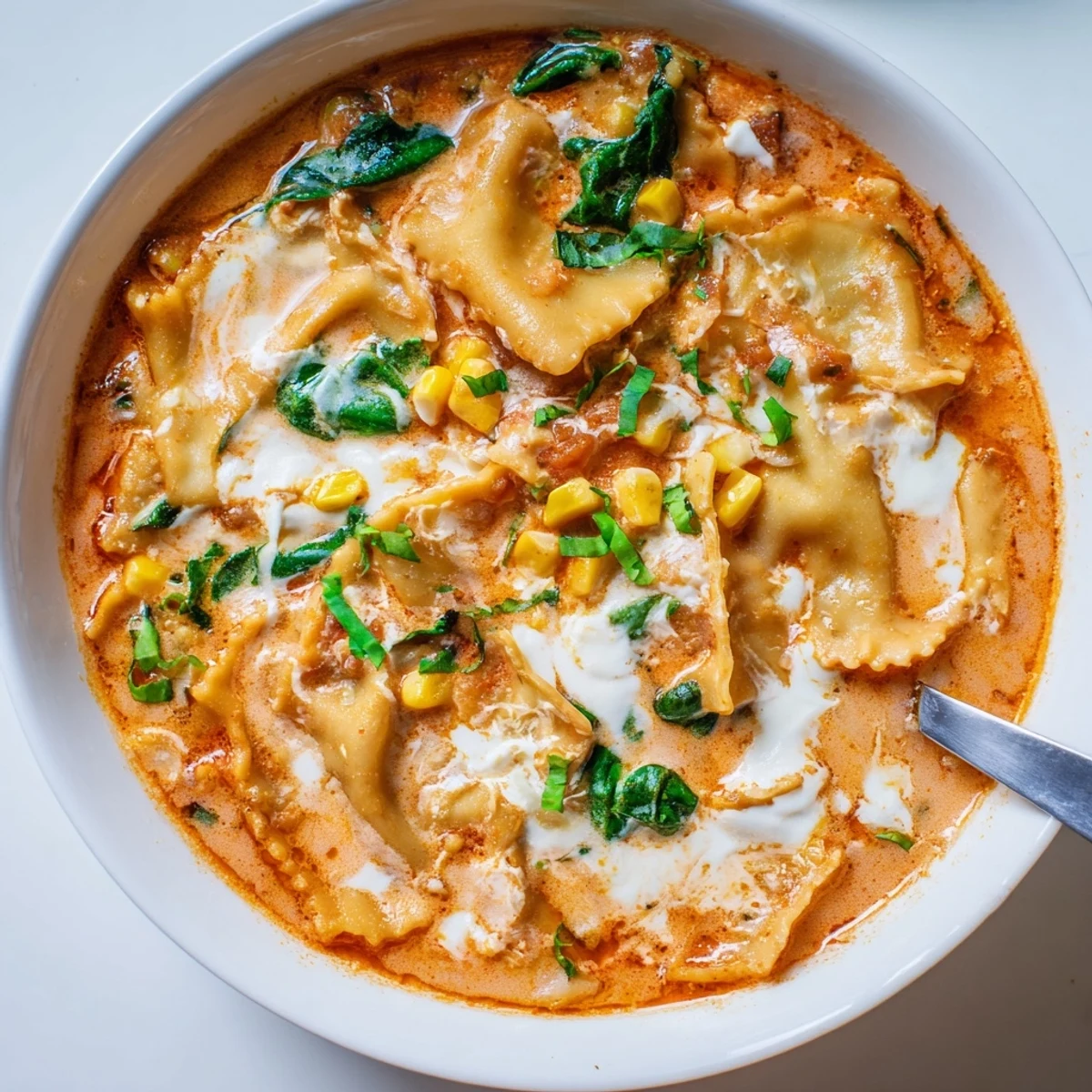 Enjoy a cozy serving of Lasagne Soup with Sweet Corn Masala, packed with flavor.