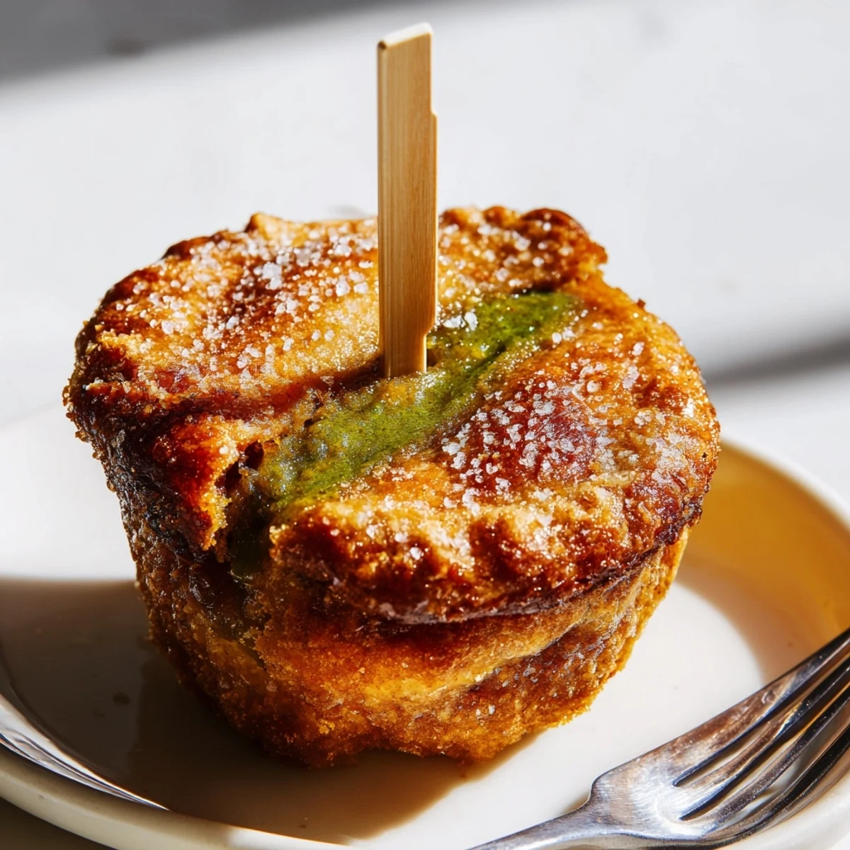 Fun, festive Matcha Pumpkin Muffin Pie Pops, combining pumpkin goodness with earthy matcha taste.