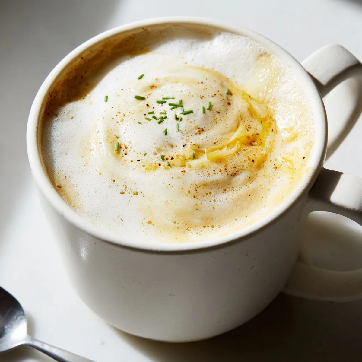 A rich Onion Latte blends sweet caramelized onions with creamy steamed milk, perfect for mornings.  