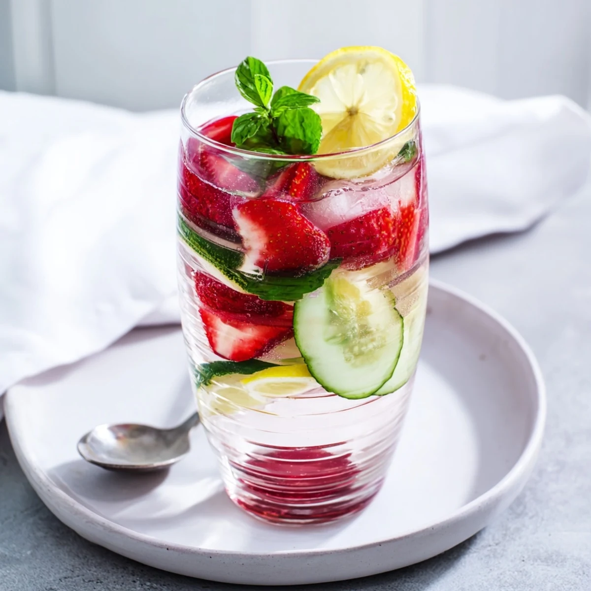 Vibrant strawberry and mint water-based mocktails, perfect for summer gatherings.  