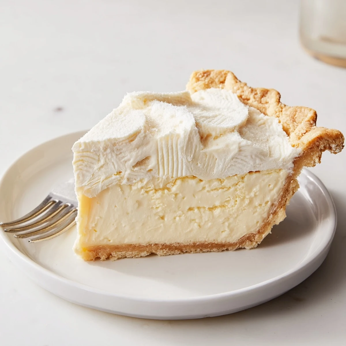 Golden crust of water pie reveals its smooth, custard-like filling, perfect for dessert lovers.  