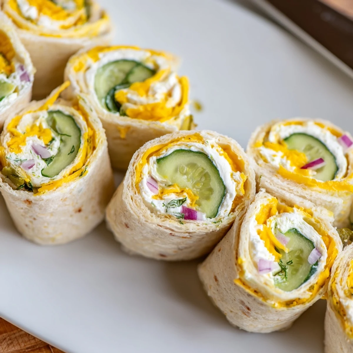 Crispy Pickle-in-a-Blanket wrapped in creamy cheese and soft tortillas served as snacks.  