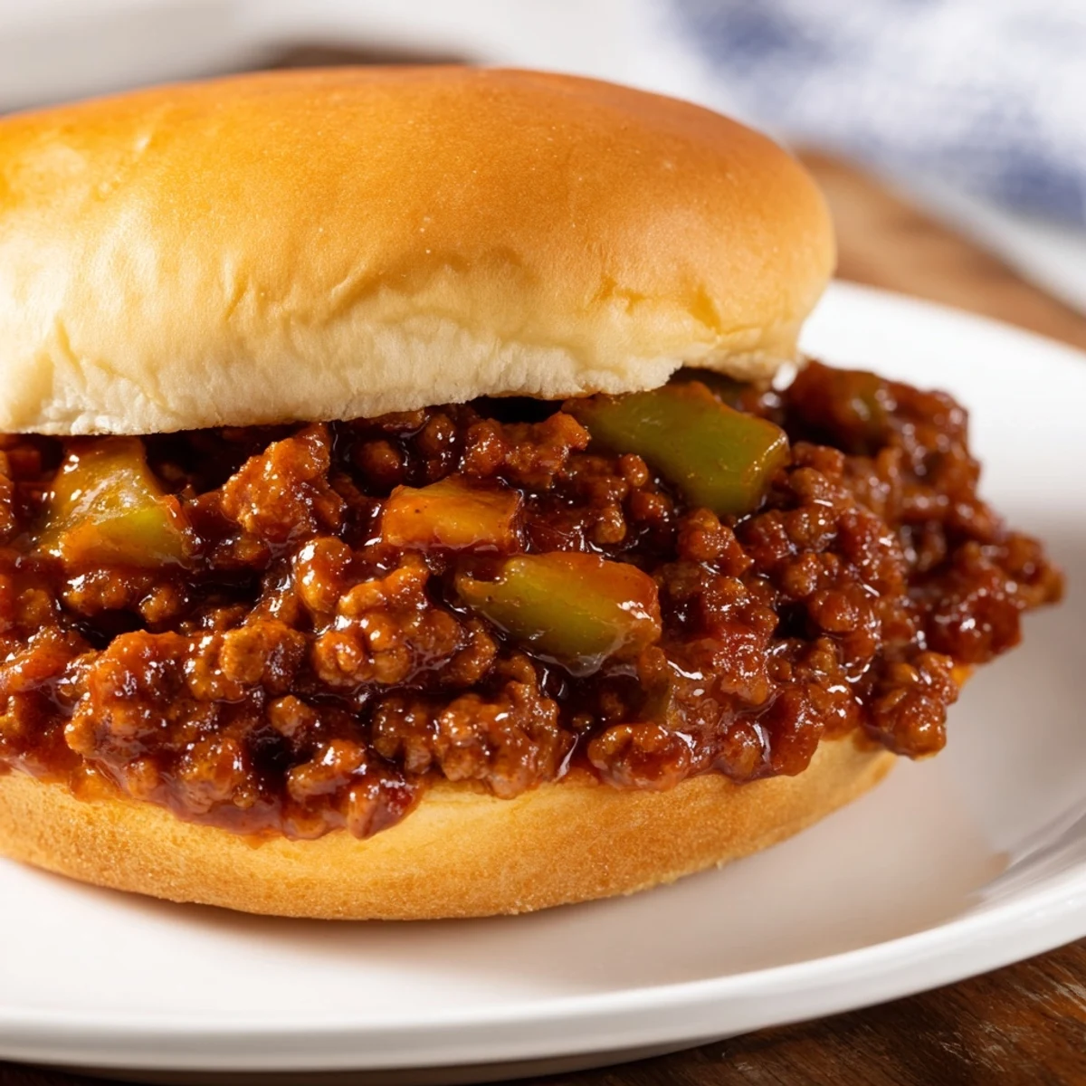 Warm, flavorful Sloppy Joes on a soft bun; a perfect, messy, and delicious bite.
