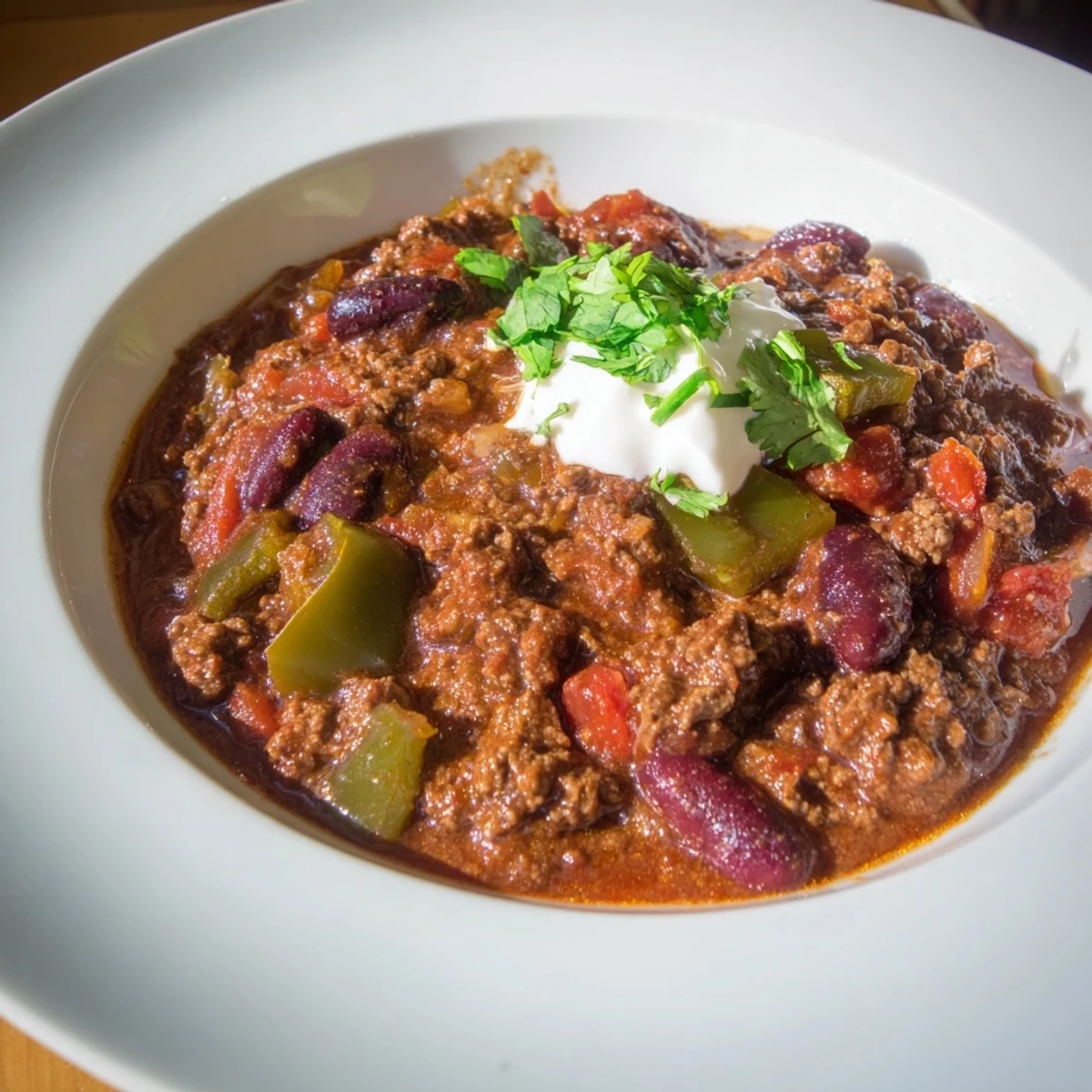Enjoy a warm bowl of Quick Chili with canned beans and diced tomatoes, perfect for a cozy evening.