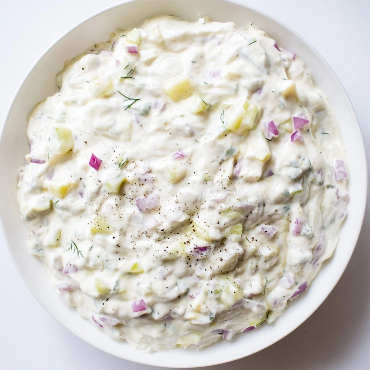 Creamy Sweet and Sour Pickle Relish Dip served with a pile of crispy potato chips for dipping.