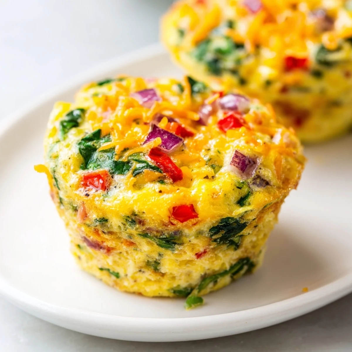 Golden-brown Easy Christmas Morning Egg Muffins steaming, showcasing fresh spinach and cheese, perfect for a festive breakfast.