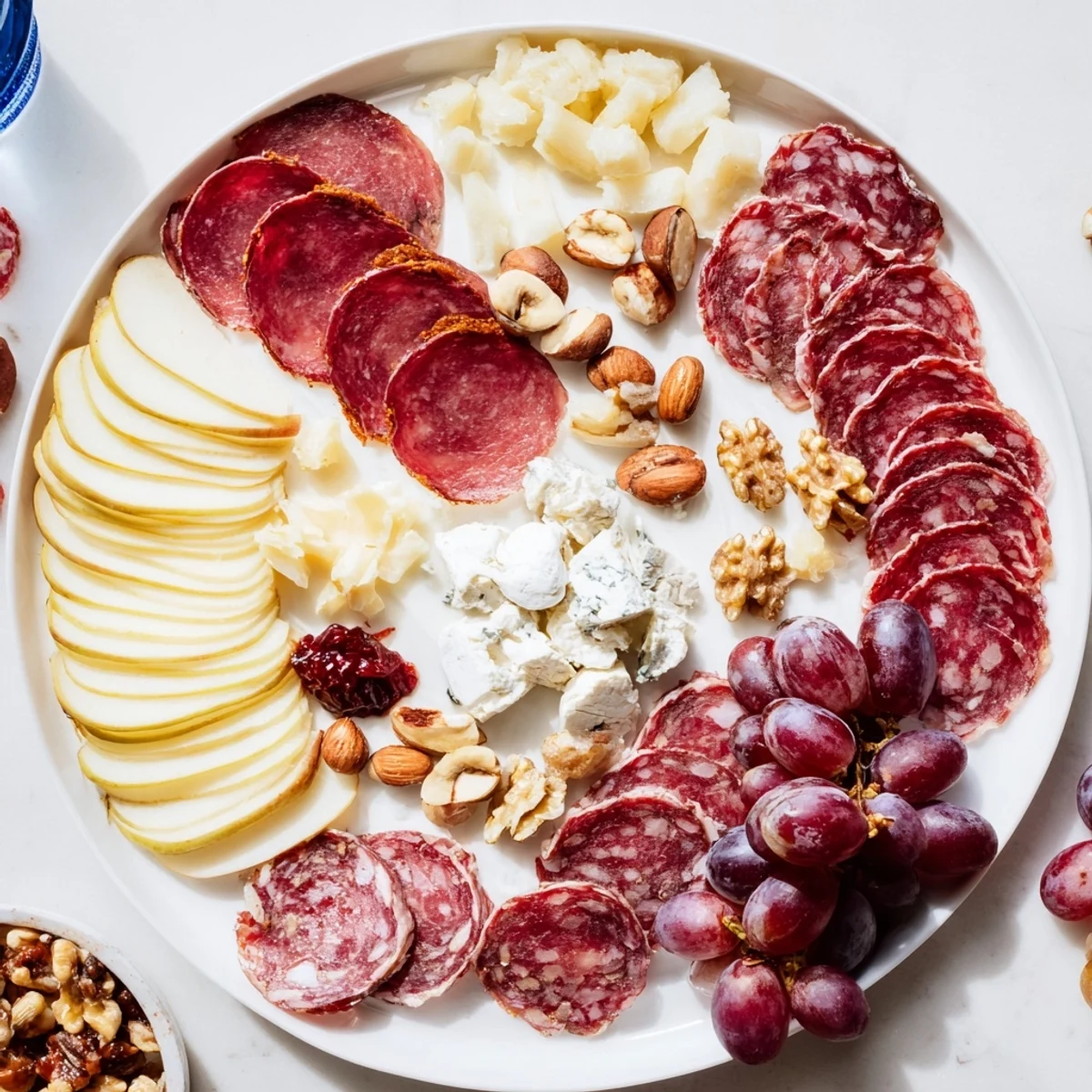 A close-up of a Majestic Venison Charcuterie Platter, ready for guests with meats and cheeses.
