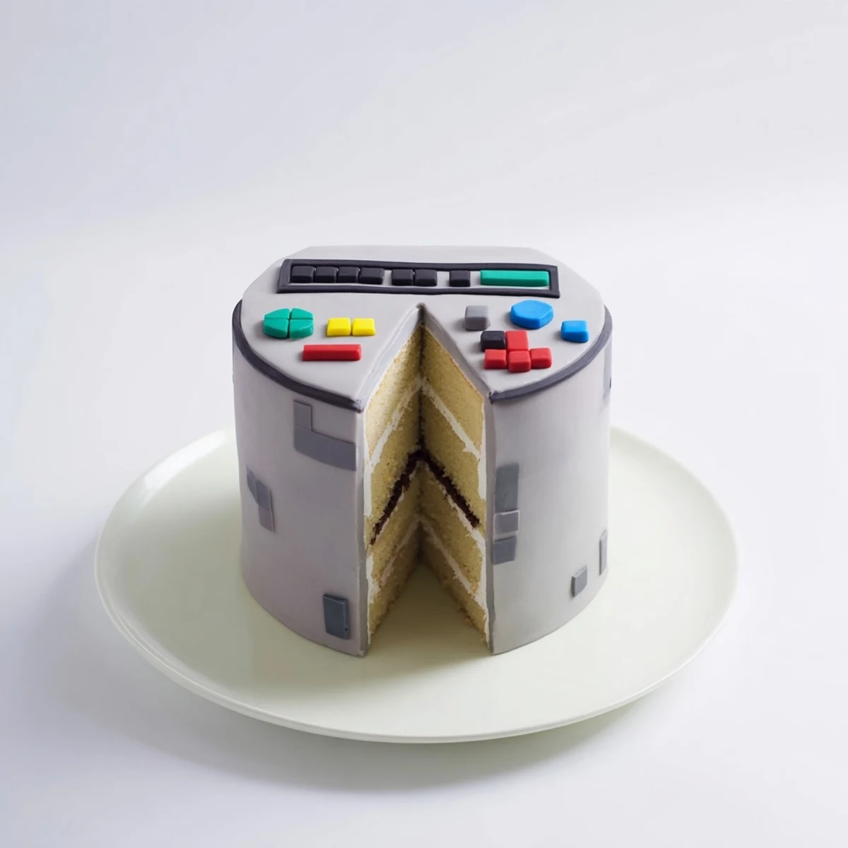 This homemade Pixel Video Game Controller Cake features pixelated fondant details, sure to delight any gamer.