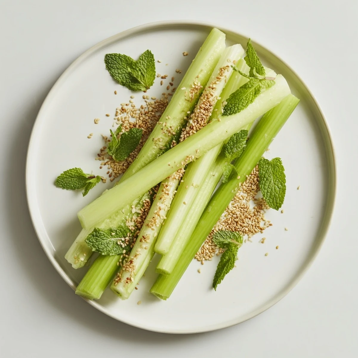 Vegan The Bamboo Zen appetizer with sesame seeds, mint, and a flavorful soy dipping sauce.