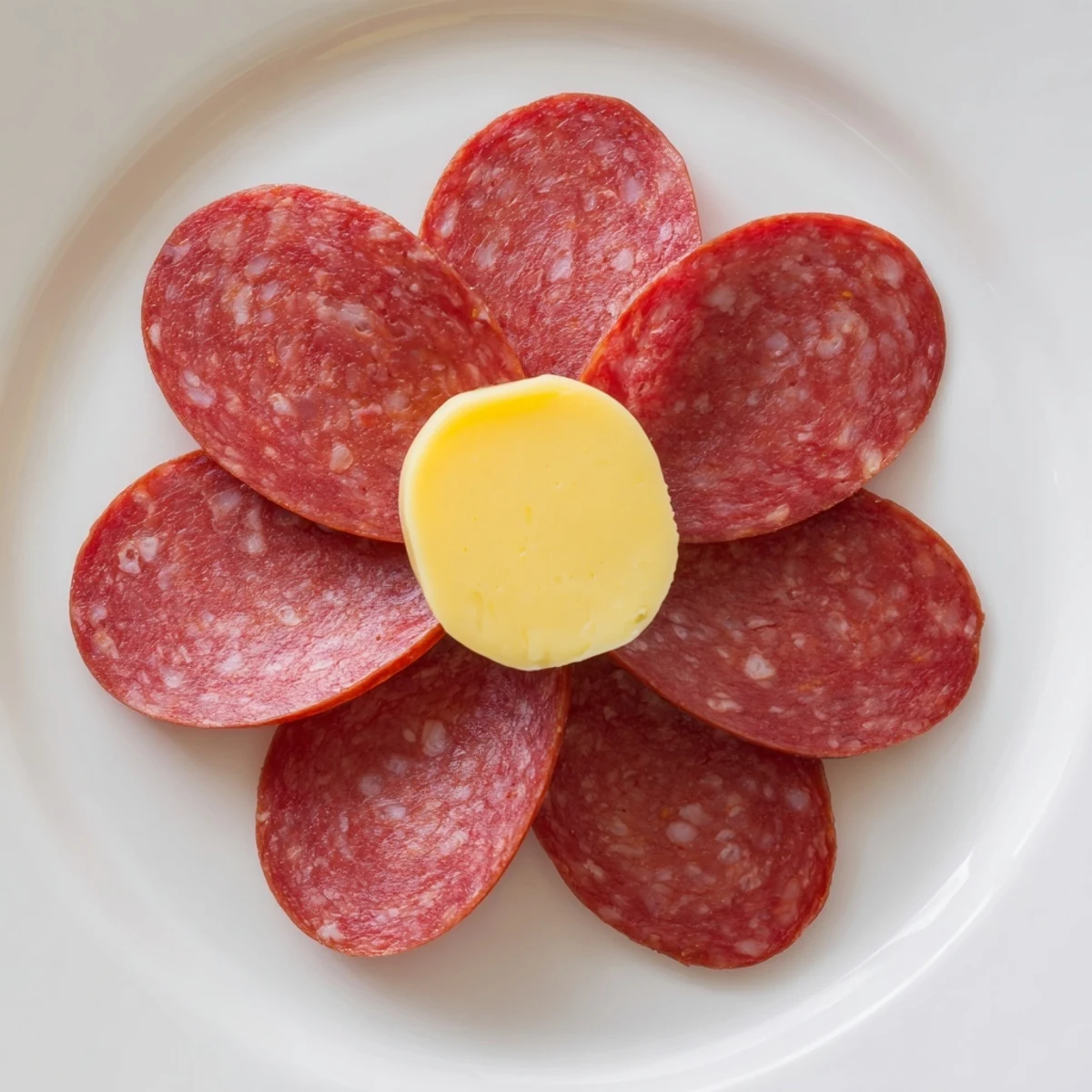 Savory Tudor Rose: a lovely, gluten-free salami and cheese appetizer for your party platter.