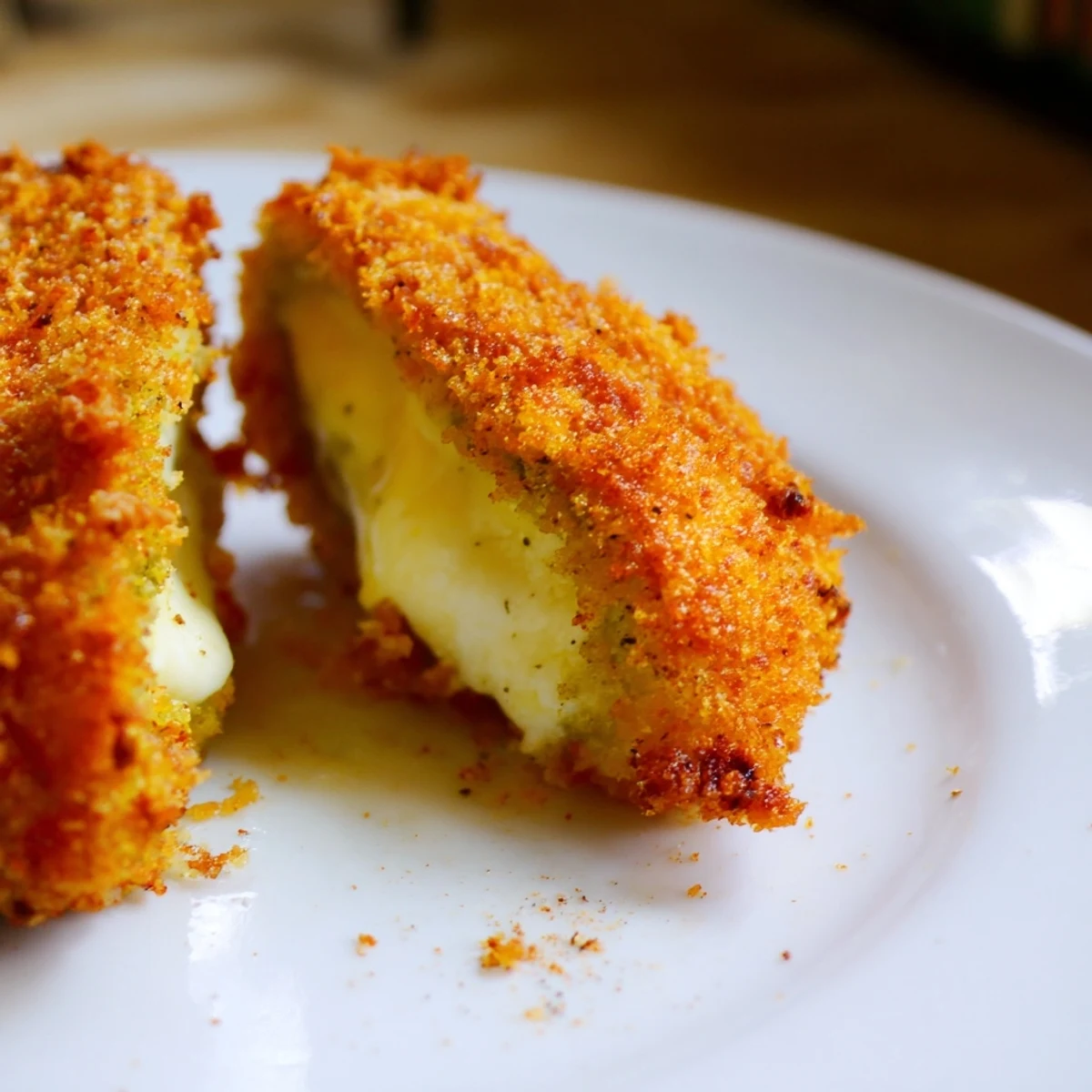 Melted cheese surrounds tangy dill pickles in these tempting, crispy Chickle Bites appetizers.