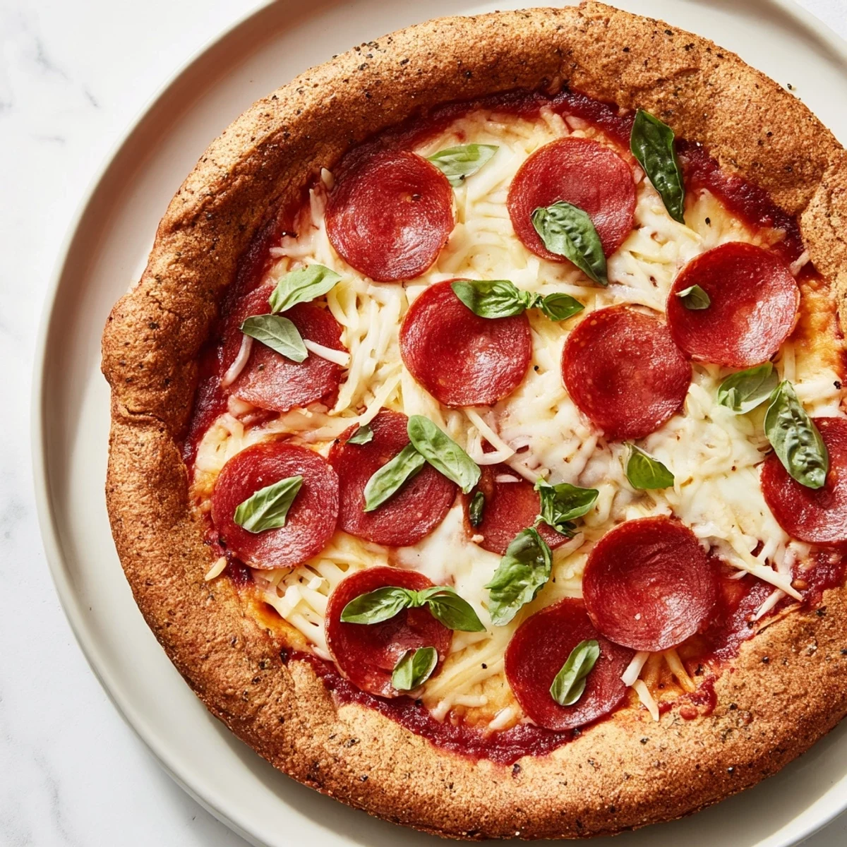 Savory ground beef pizza base with bubbly mozzarella, promising a delicious, gluten-free dinner.