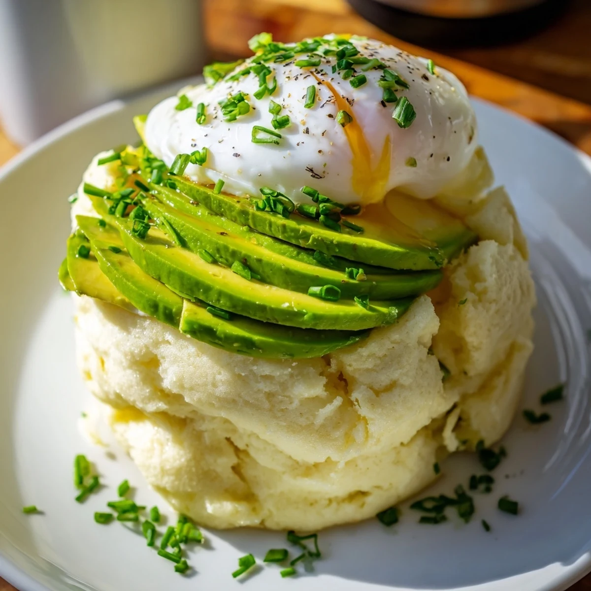 Fluffy cloud bread breakfast clouds, golden-baked and topped with creamy avocado and perfectly poached eggs.