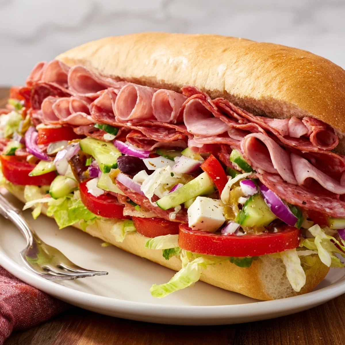 Savory Flavor Mash-Up Sandwiches drizzled with dressing, perfect for parties or picnics.