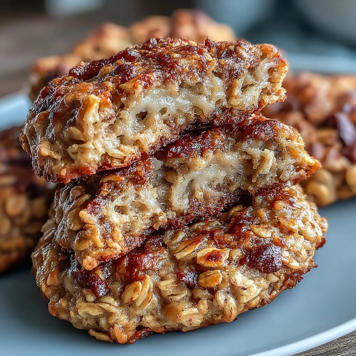 A batch of soft, chewy vegan banana oat breakfast cookies with cinnamon, perfect for a wholesome morning treat.