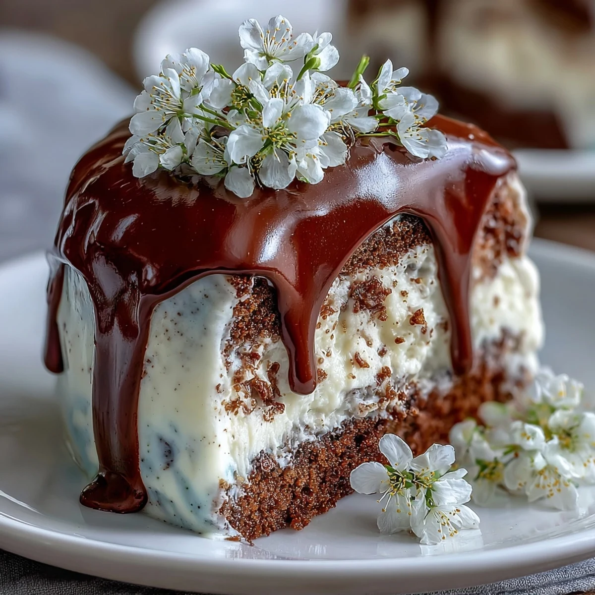 Spring Layered Cake with Lemon Frosting and White Chocolate Drip
