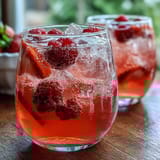 A vibrant pink lemonade punch with fresh citrus slices and berries, perfect for spring parties.