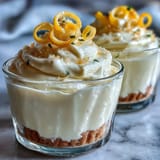 Delightful individual lemon mousse cups paired with crisp shortbread cookies, garnished with fresh berries and lemon zest curls for a vibrant finish.  