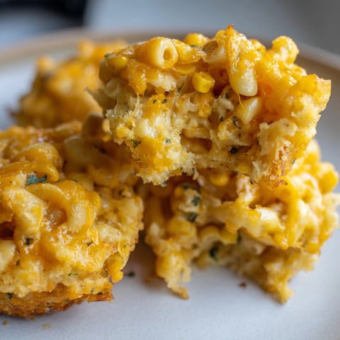 Golden Mac and Cheese Sweet Corn Muffins, a cheesy, cornbread-like bite for lunchtime.