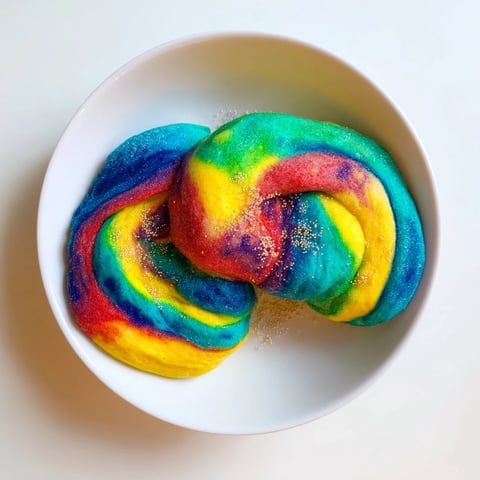 A vibrant Cloud Bread rainbow version, perfect for a fun breakfast treat.  
