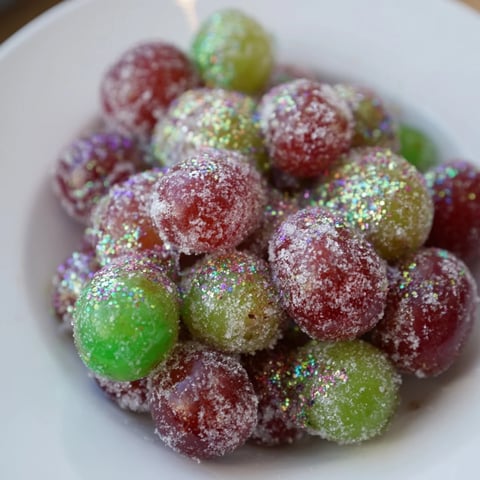 Frozen grapes sparkling with sugar: a close-up of the easy, festive frozen grape treats recipe.