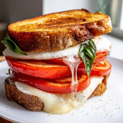 Tomato Basil Burrata Stuffed Grilled Cheese oozes creamy cheese and juicy tomatoes between crispy, golden bread.