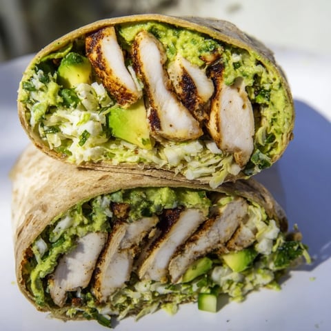 Grilled Green Goddess Chicken Wraps, showcasing a colorful, textural mix of salad and chicken, ready to eat.