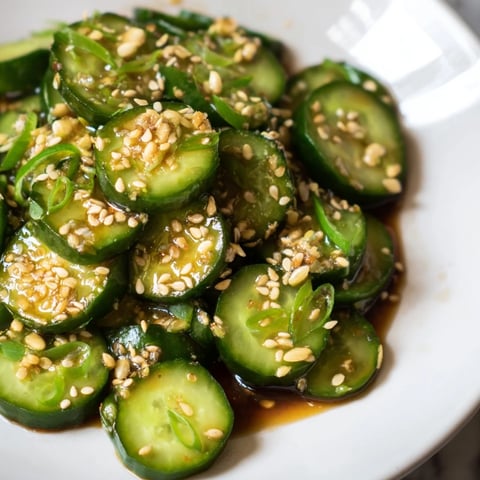 Vibrant, refreshing Shake Shake Garlic Cucumbers, a quick and easy Asian-inspired side dish.