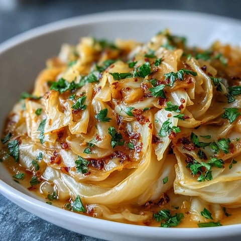 Coconut Braised Cabbage simmered in creamy coconut milk, turmeric, and cumin until tender and silky, finished with cilantro.