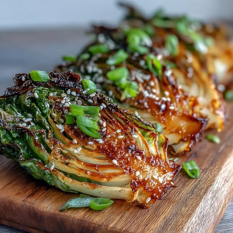 Golden roasted Miso Butter Roasted Cabbage Wedges with crisp edges and a glossy glaze served hot.