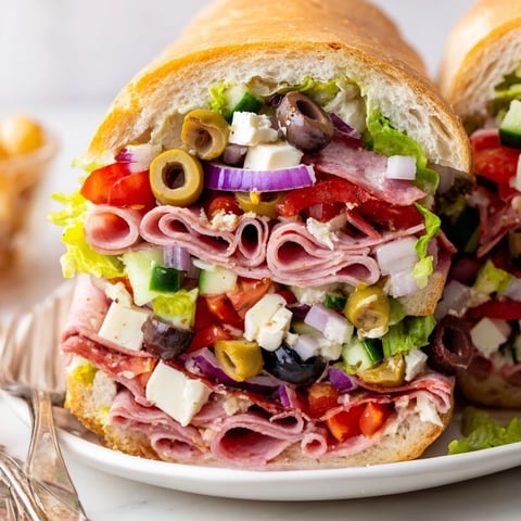 Vibrant Flavor Mash-Up Sandwiches piled high with meats and fresh veggies for lunch.  