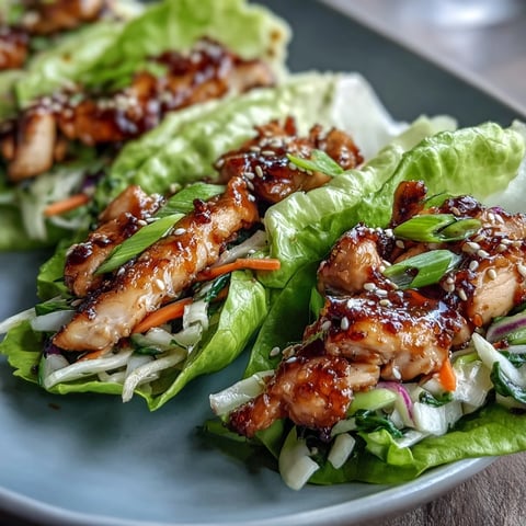 Crispy ginger chicken filling in fresh butter lettuce boats topped with carrots and sesame seeds.