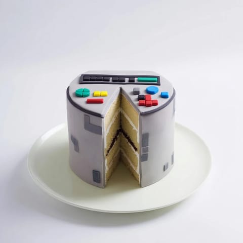 This homemade Pixel Video Game Controller Cake features pixelated fondant details, sure to delight any gamer.
