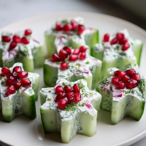 A close-up of vibrant Winter Salad, showing crisp cucumber cups filled with colorful, fresh ingredients.