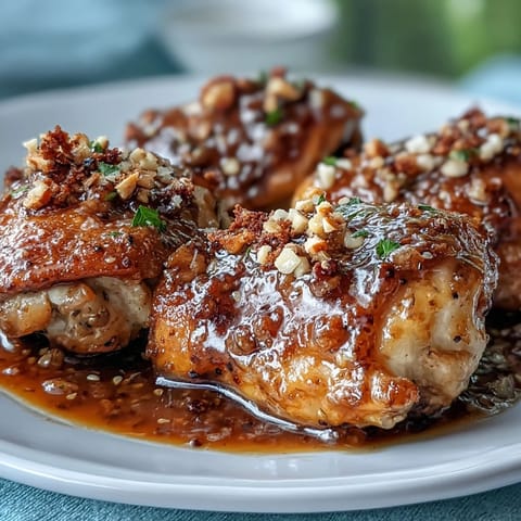 Tender Slow Cooker Honey Mustard Chicken coated in a sweet and tangy glaze, perfect for a family dinner.