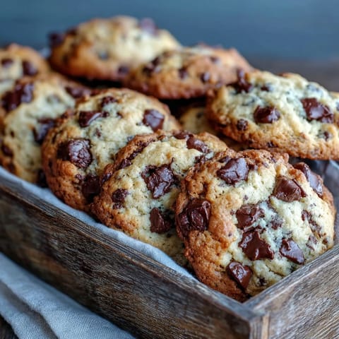 Warm Yogurt Chocolate Chip Cookies stacked on a rustic wooden board, showcasing their soft, chewy texture and perfectly crisp edges.