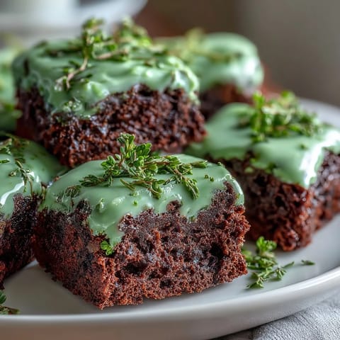 Festive shamrock-shaped brownies with rich chocolate base and vibrant green icing, perfect for St. Patrick's Day celebrations.