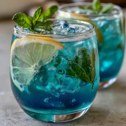 Beautifully layered Butterfly Pea Flower Lemonade, a refreshing and stunning drink.
