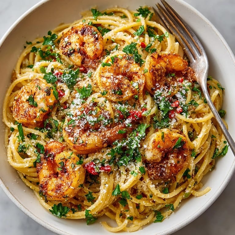 Fragrant 15-Minute Garlic Butter Shrimp Pasta, steam rising, promises a buttery, garlicky delight.