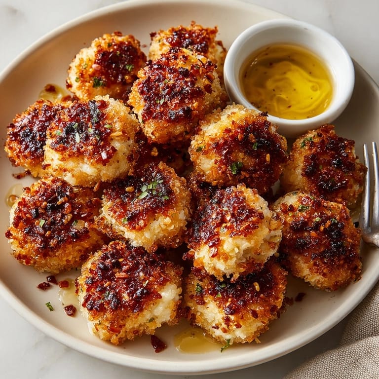 Baked Pretzel Crusted Chicken Bites served with honey mustard, offering a delightful crispy crunch.