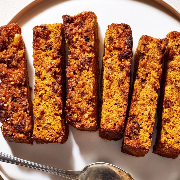 Golden-brown Pumpkin Muffin Biscotti Dippers with fragrant spices and rich chocolate.  