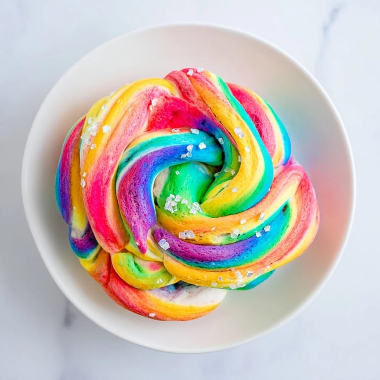 Fluffy Cloud Bread with rainbow colors, ideal for parties or playful snacks.  