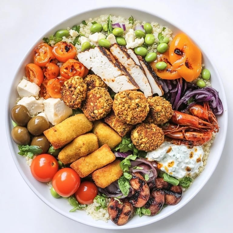 Vibrant bowls of Build-Your-Own Boards filled with grilled proteins and fresh veggies.