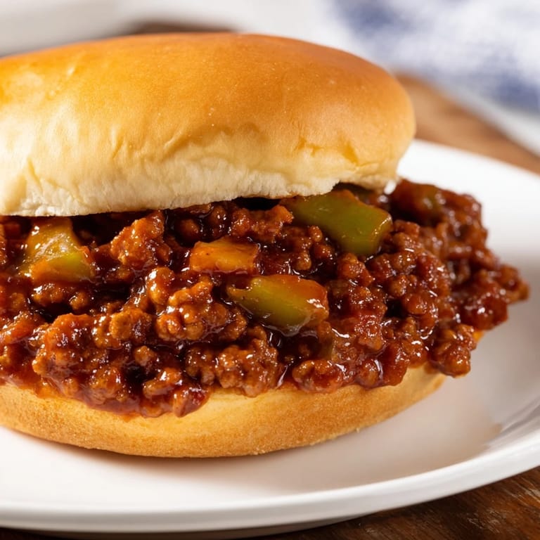 Warm, flavorful Sloppy Joes on a soft bun; a perfect, messy, and delicious bite.