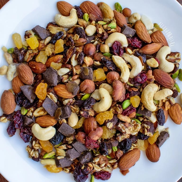 Imagery of this energizing Mountain High Adventure Snack Mix shows a perfect grab-and-go snack for any trek.