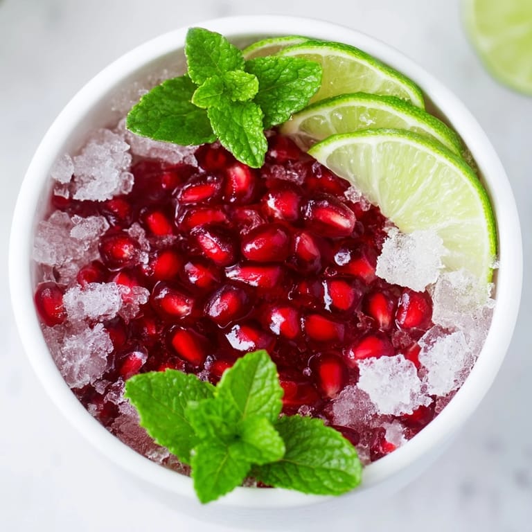 Cool, sparkling pomegranate and mint wreath cocktail, served in a punch bowl before a party.