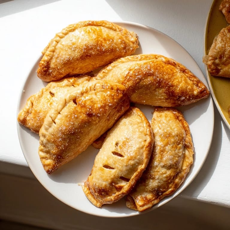 Flaky, puff pastry Mitten hand pies, dusted with sugar, offering a comforting taste of cozy winter baking.