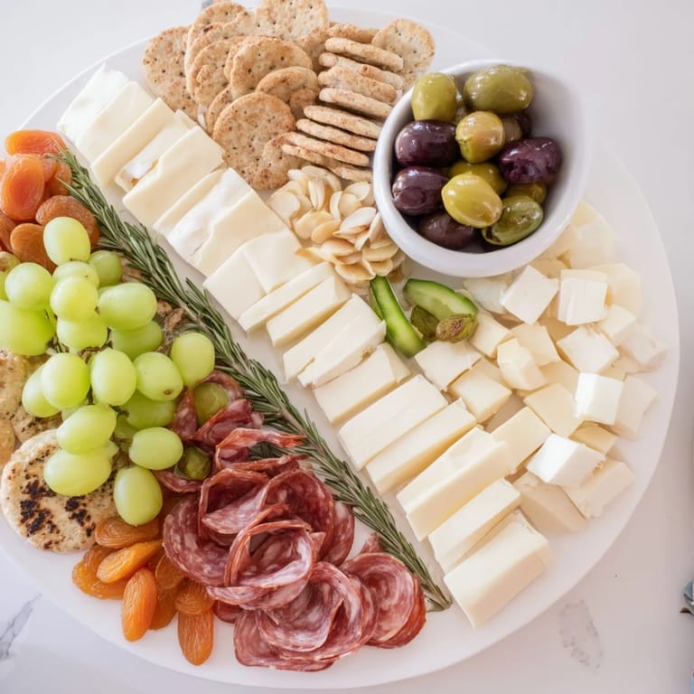 A rustic and inviting Book Club Pairing Platter overflowing with tasty appetizer selections to delight.