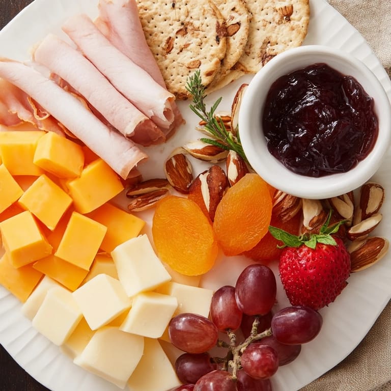 This Anniversary Heirloom Arrangement is a visually stunning appetizer board arranged with cheeses, meats, fruits, and crackers.